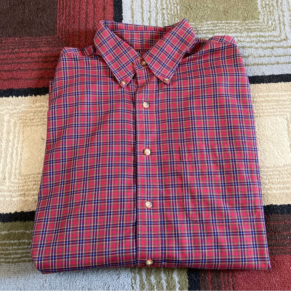 Brooks Brothers 346 Plaid Checkered Original Polo Button Down Shirt Men's Sz M